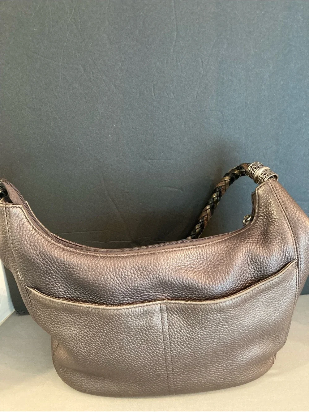 Brighton Barbados Bag in Pebbled Leather with Silver Color Hardware